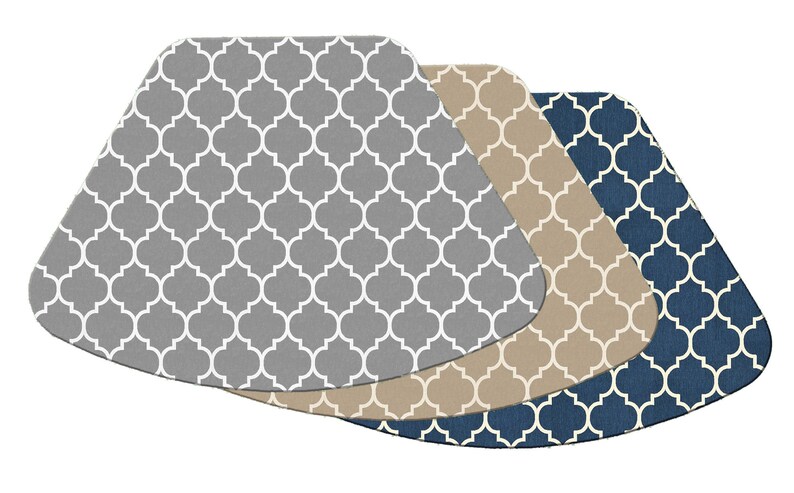 Beige Blue Trellis Wedge Placemat For Round Tables Tactile Basket Texture Hemmed Edge Waterproof Sy Flexible