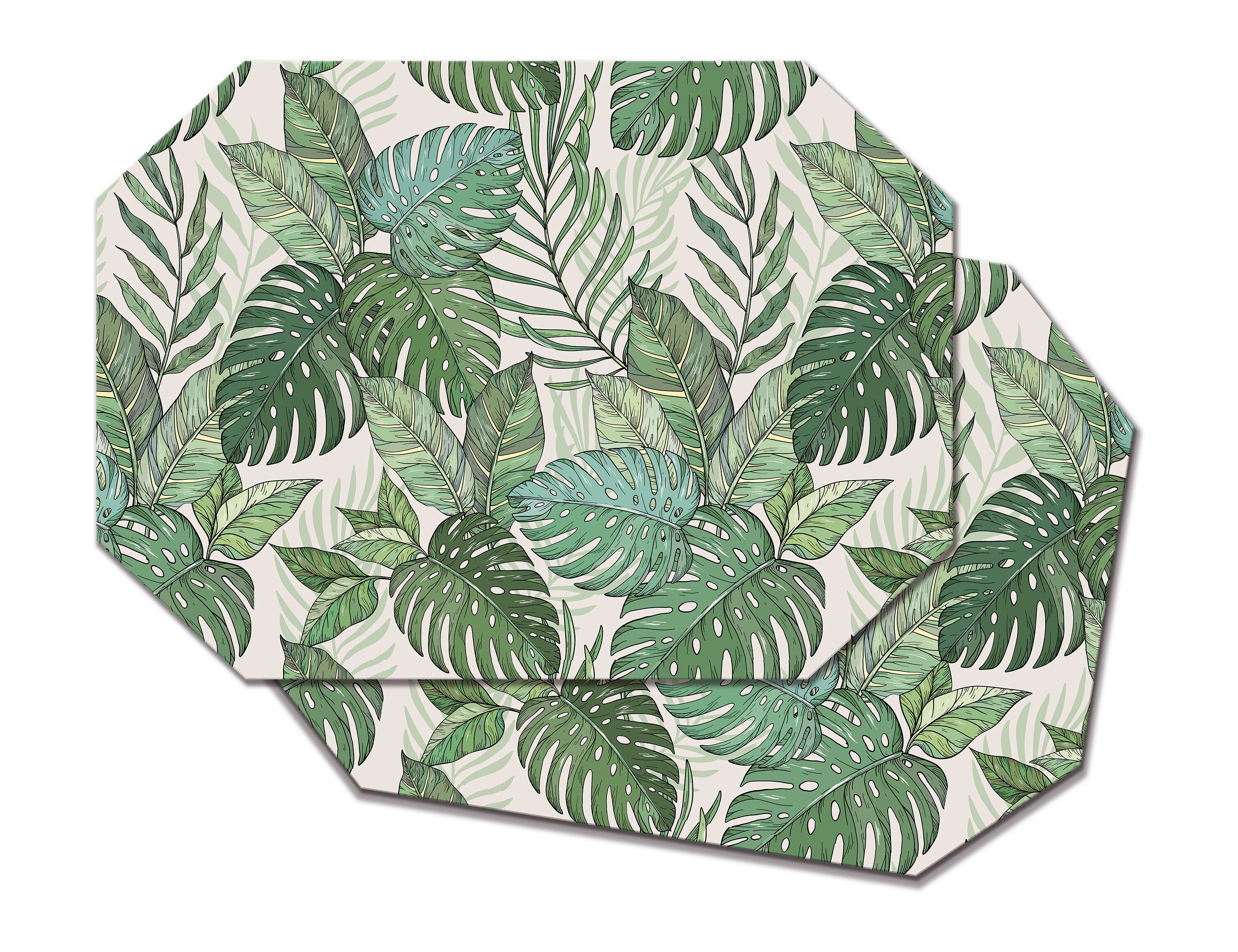 Manteles individuales de hojas de palma tropicales para mesas redondas, textura de cesta táctil, borde con dobladillo, antideslizante, impermeable, resistente, flexible.