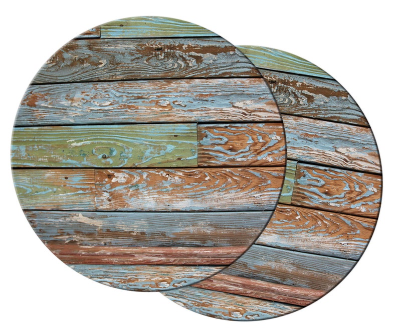 Faux Turquoise Plank Wood Round Oval Placemats for Round Table Etsy
