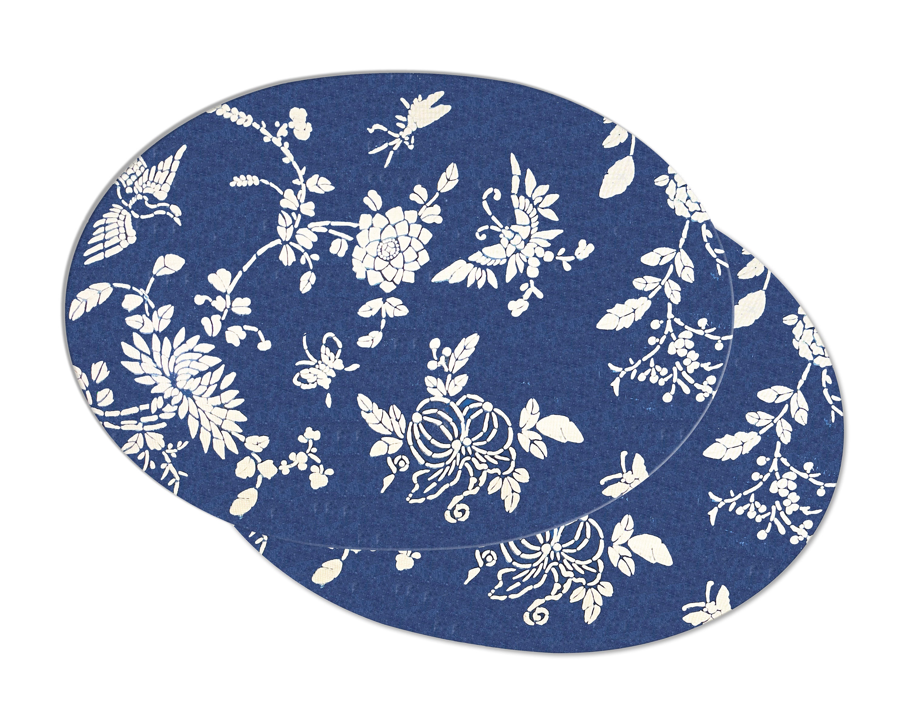 Blue and White Floral Wedge Oval Placemats for Round Tables Etsy UK