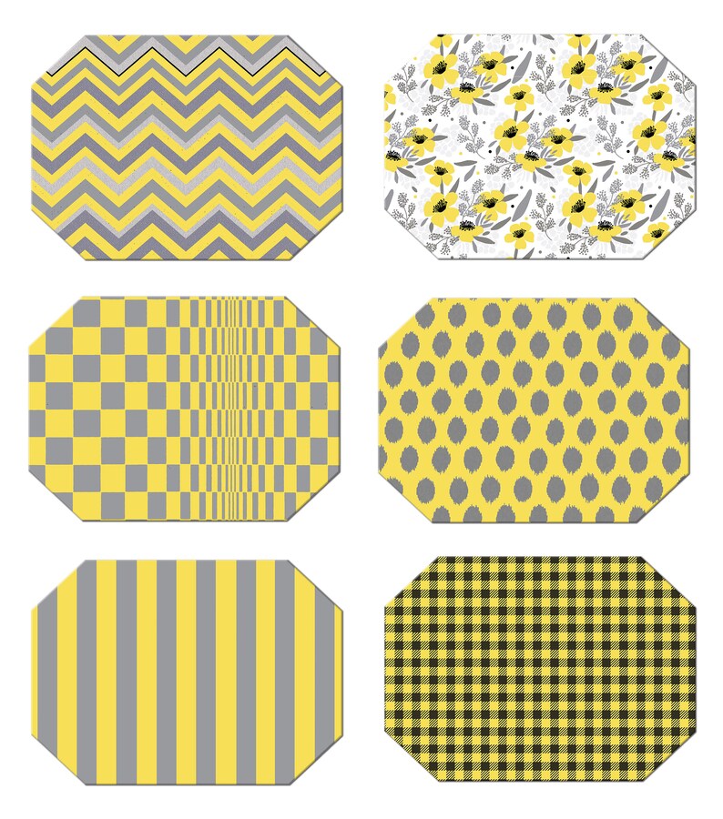 Yellow Grey Oval Round Placemats for Round Tables Tactile Etsy