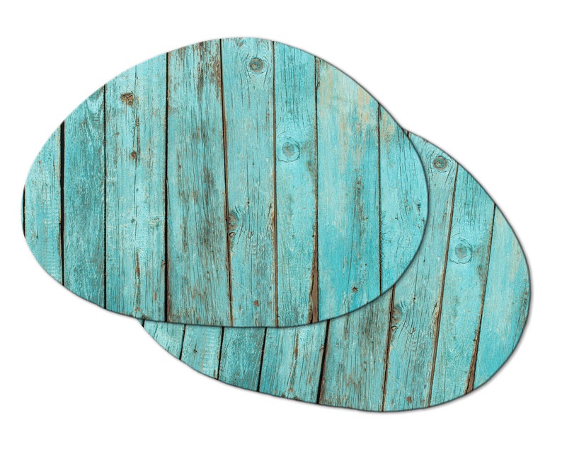 Turquoise Wood Oval Round Placemats For Round Table Tactile Etsy