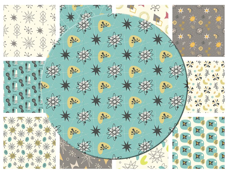 Midcentury Modern Atomic Wedge Placemat for Round Tables Etsy