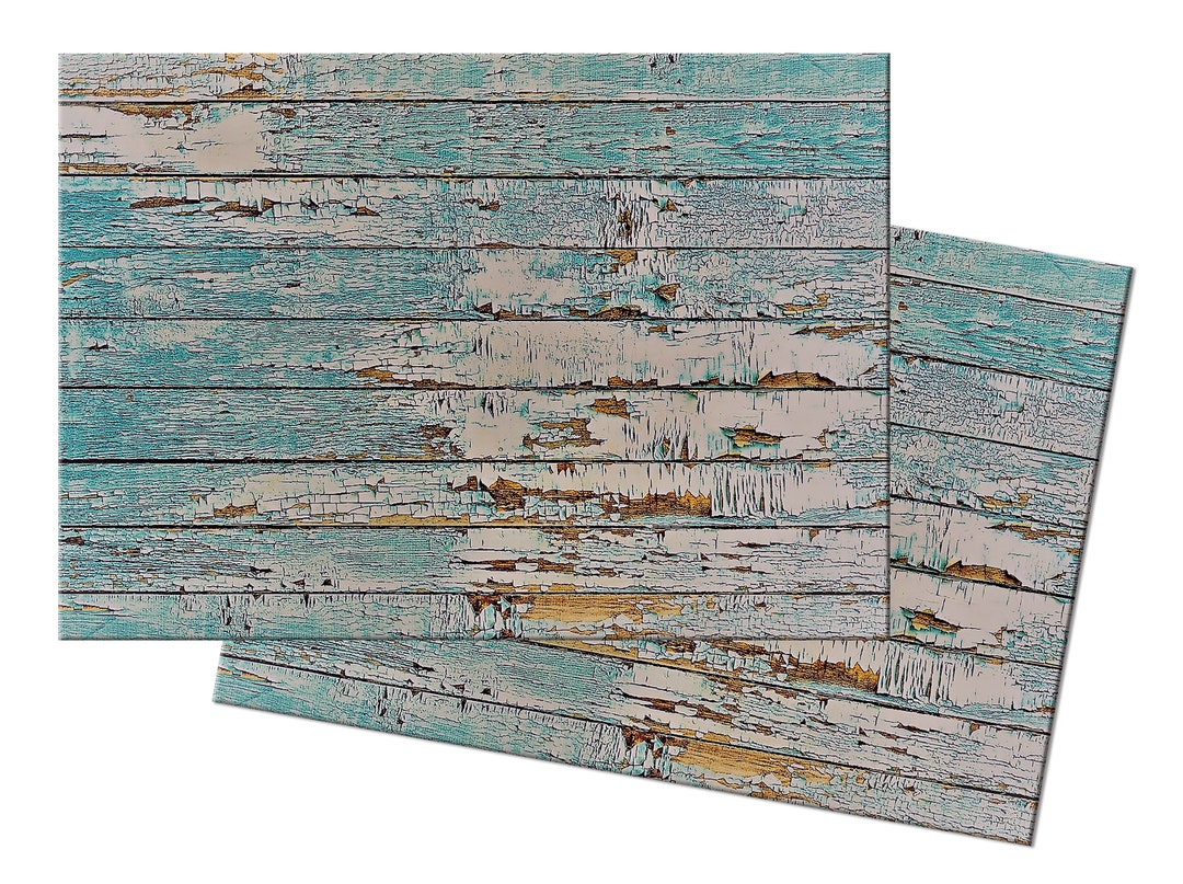 Aged Turquoise Wood Plank Placemat Turquoise Woven Tactile Basket