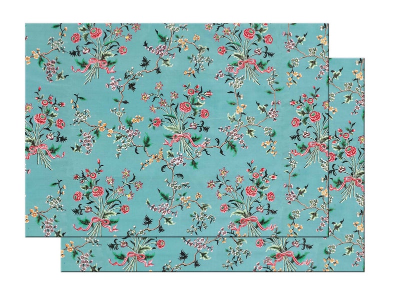 Turquoise Chinese Floral Wedge Oval Placemat for Round Tables Etsy