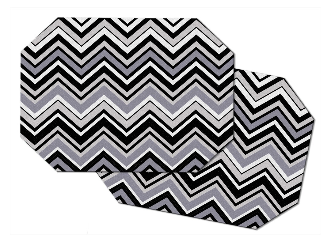 Grey Chevron Zigzag Placemats for Round Tables Tactile Basket Etsy