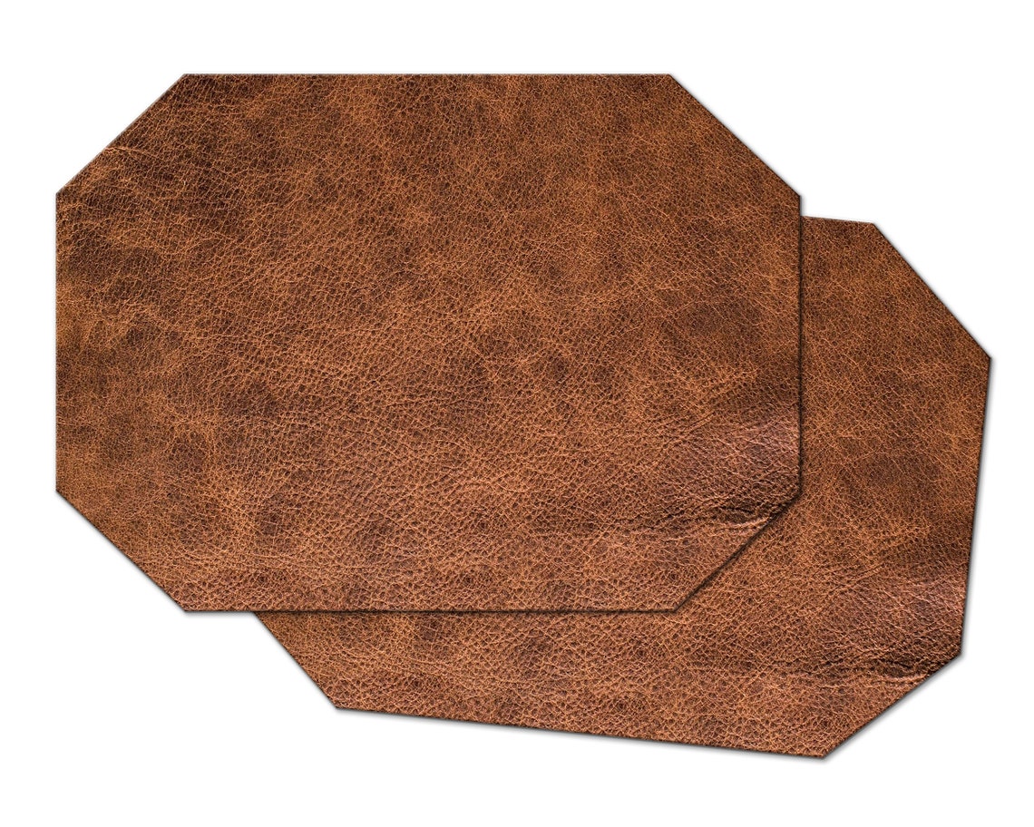 Faux Brown Leather Round Oval Placemats for Round Tables Etsy