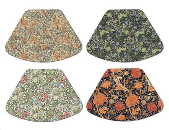 Green William Morris Wedge Placemats For Round Tables Tactile Green William Morris Wedge Placemats, Curved Placemats For Round Table