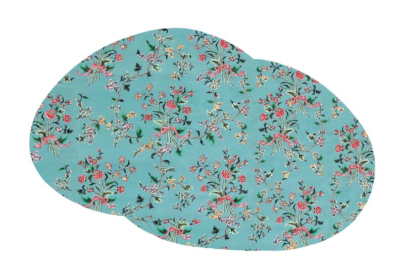 Turquoise Chinese Floral Wedge Oval Placemat for Round Tables Etsy