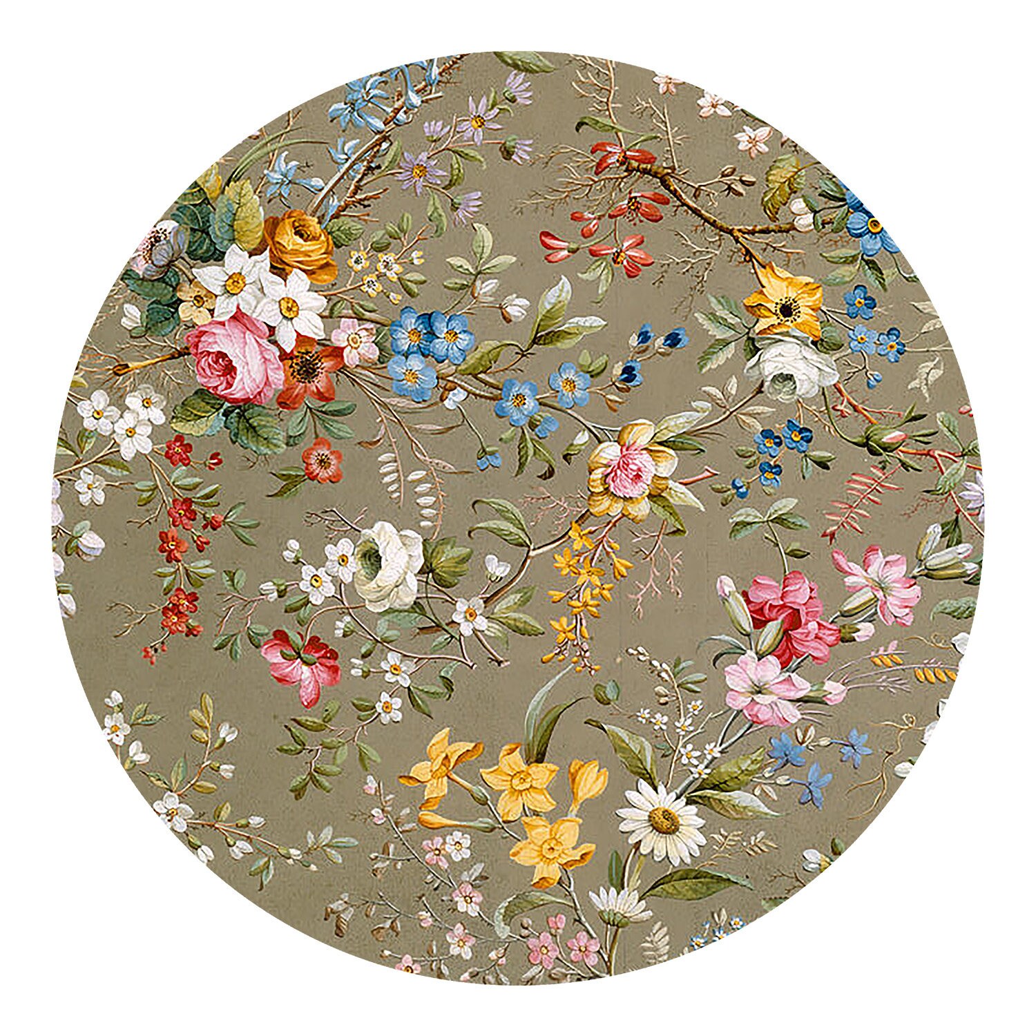 Floral round Placemat For Round Tables Woven Textured Hemmed Etsy