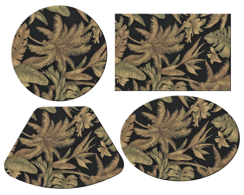 Custom Tropical Leaf Round Oval Wedge Placemats for Round Etsy