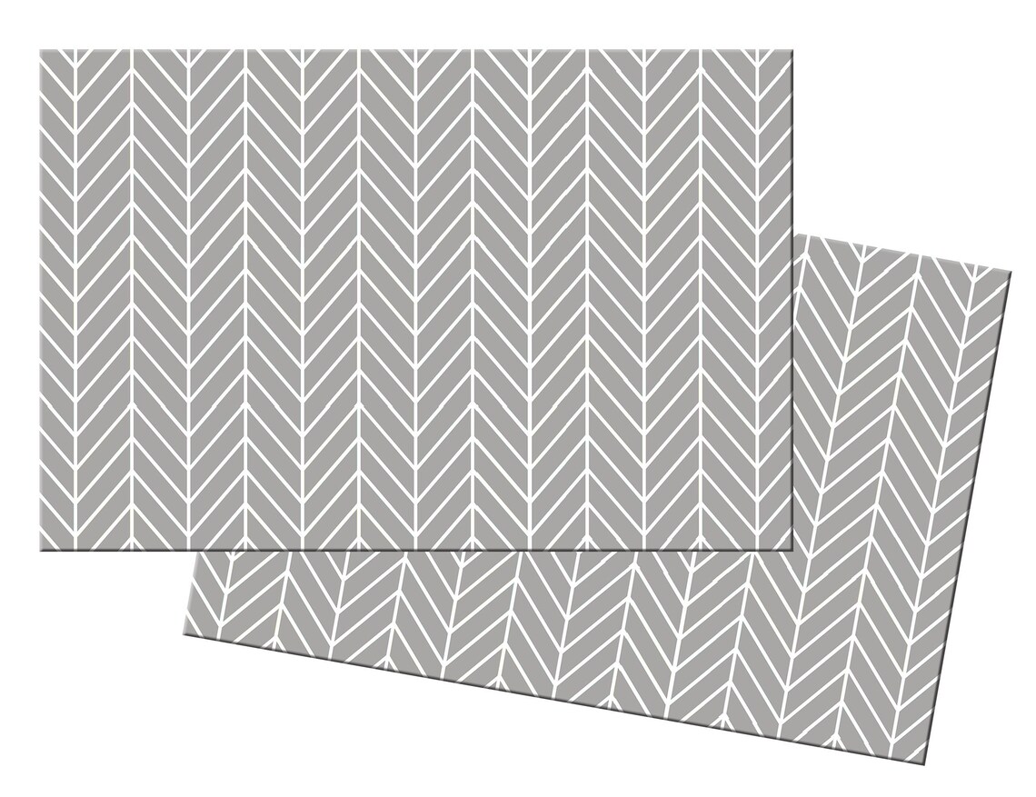 Grey Herringbone round oval Placemats For Round Table Tactile Etsy