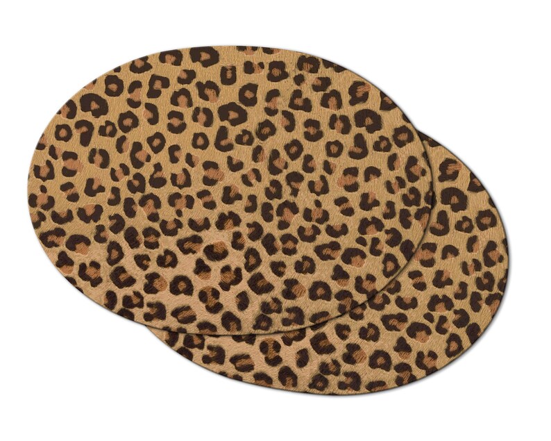 Leopard Round Oval Wedge Placemats for Round Tables Burlap Etsy