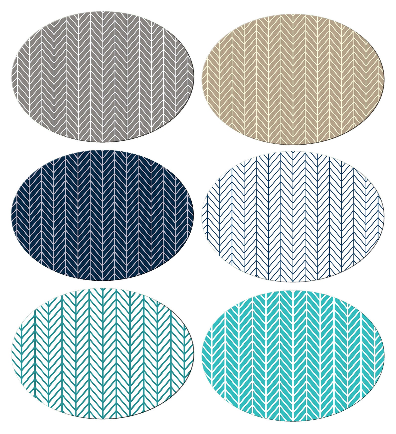 Grey Herringbone Chevron oval placemats Tactile Basket Etsy