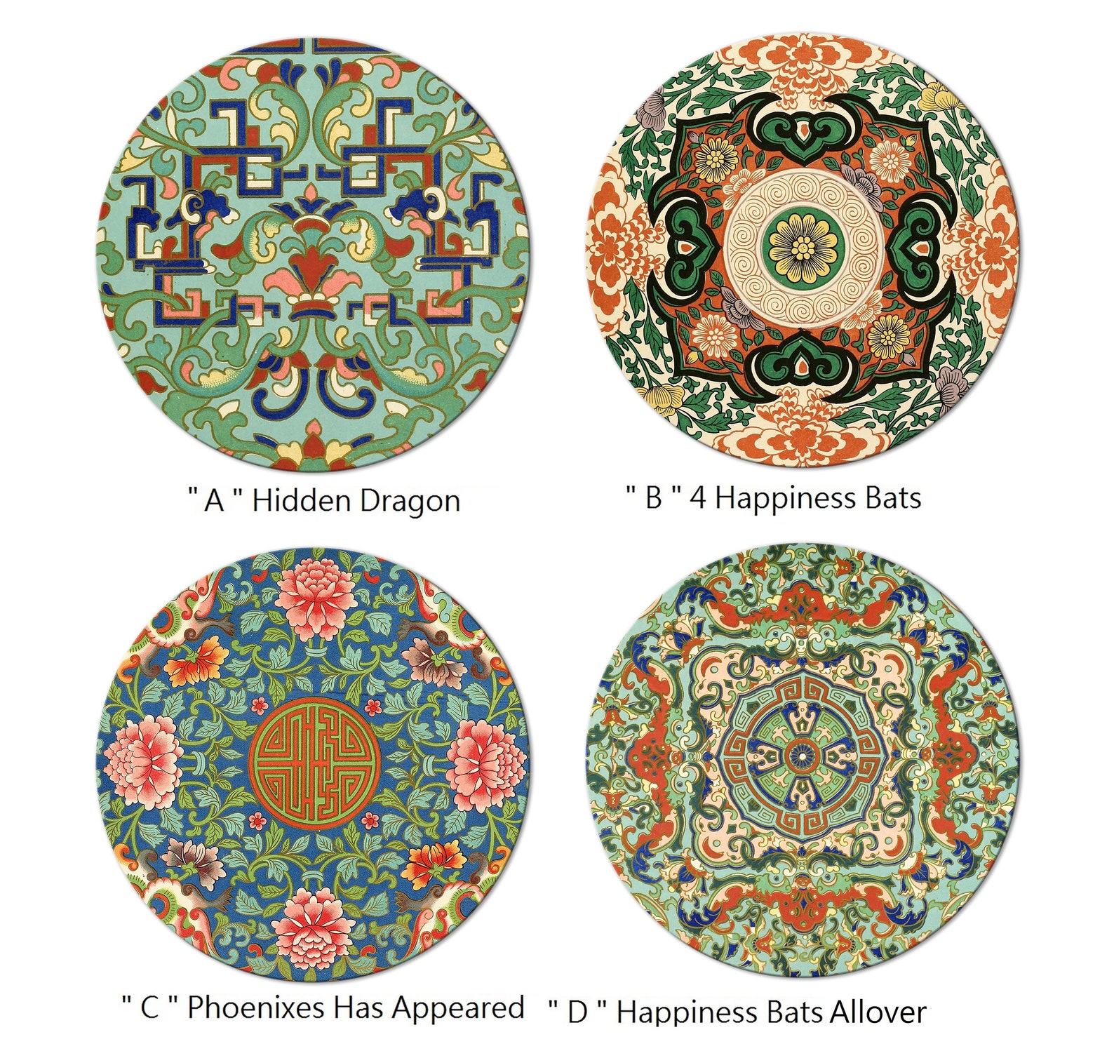 Vintage Chinese Royal Print Placemats for Round Tables Tactile Etsy