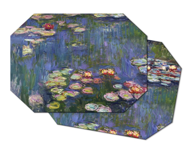 Red Water Lilies Placemats Tactile Basket Texture Hem Etsy