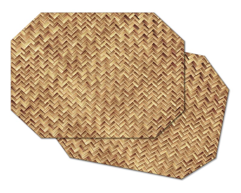 Faux Wicker Bamboo patio Placemats For Round Tables Basket Etsy
