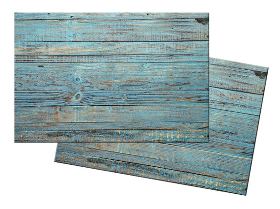 Distressed Teal Wood Wedge Placemats For Round Table Tactile Etsy