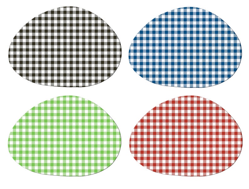 Custom Black Red Gingham Round wedge oval Placemats For Round Etsy