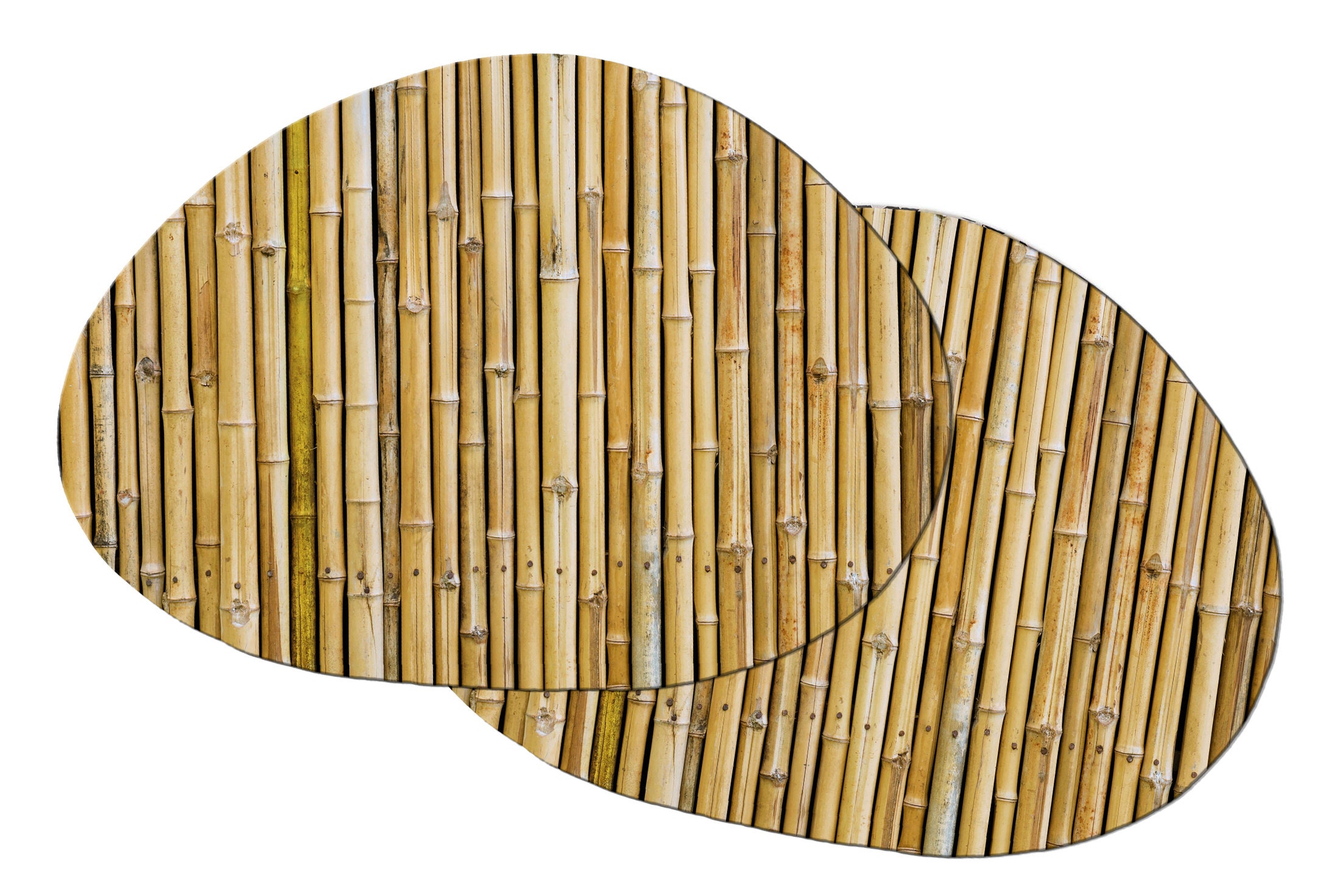 2Pcs Fashion Bamboo Wood Placemats Anti-Slip Table Mat Waterproof Placemats  