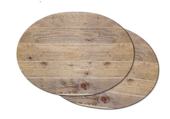 Faux Beige Wood Oval Round Placemats For Round Table Tactile Etsy
