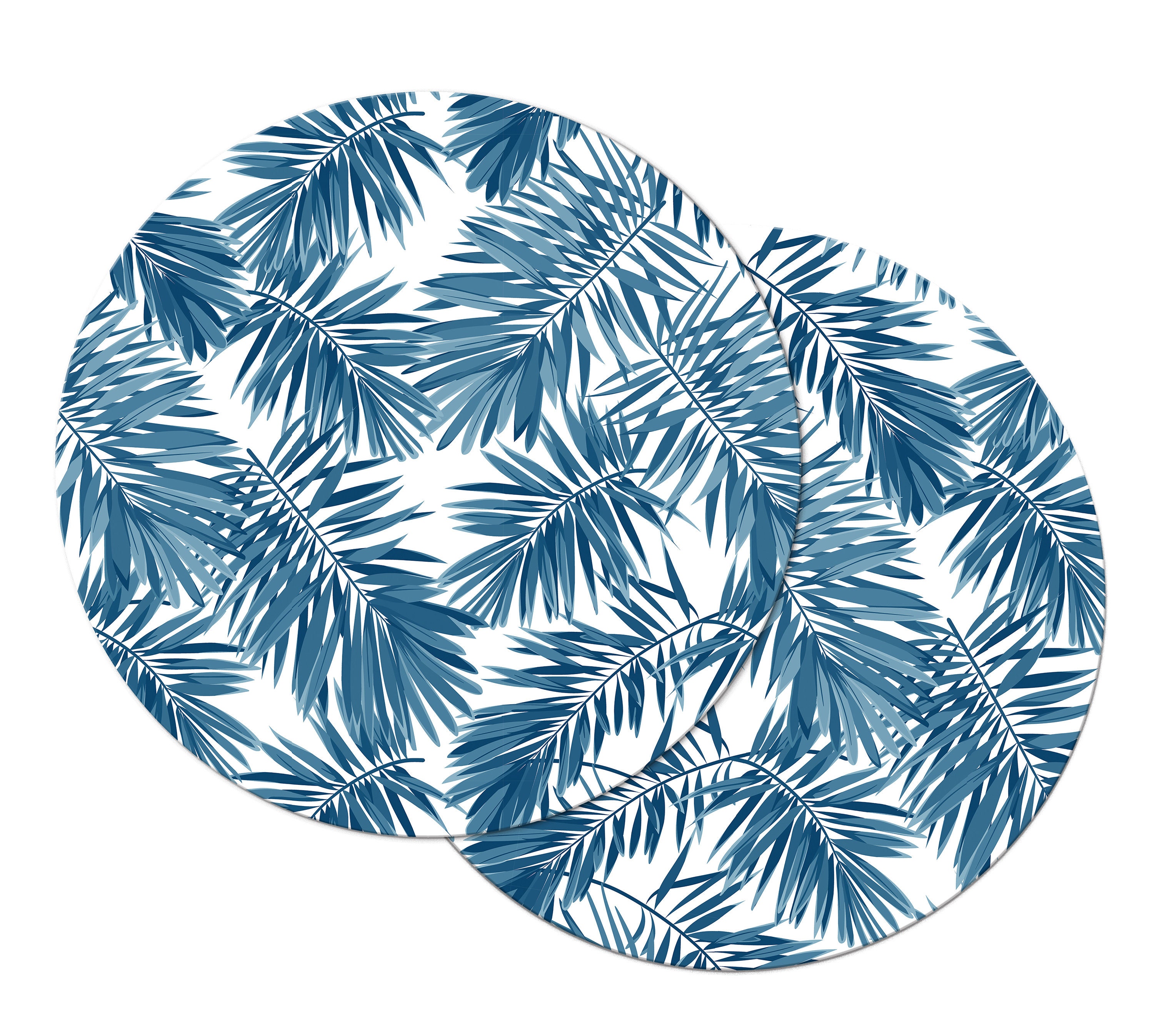 Blue Tropical Palm Leaf Oval Round Placemats for Round Tables Etsy UK