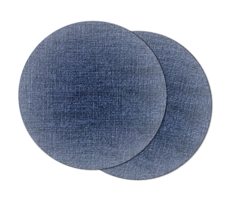 Faux Washed Denim Oval Placemats for Round Table Tactile - Etsy