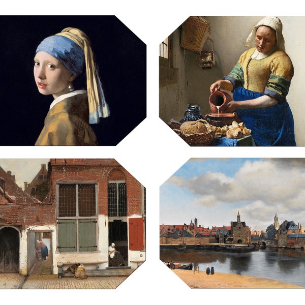 The Girl with Pearl Earring Vermeer Placemats For Round Tables Tactile Basket texture Hemmed Edges ,Waterproof Sturdy, Flexible.