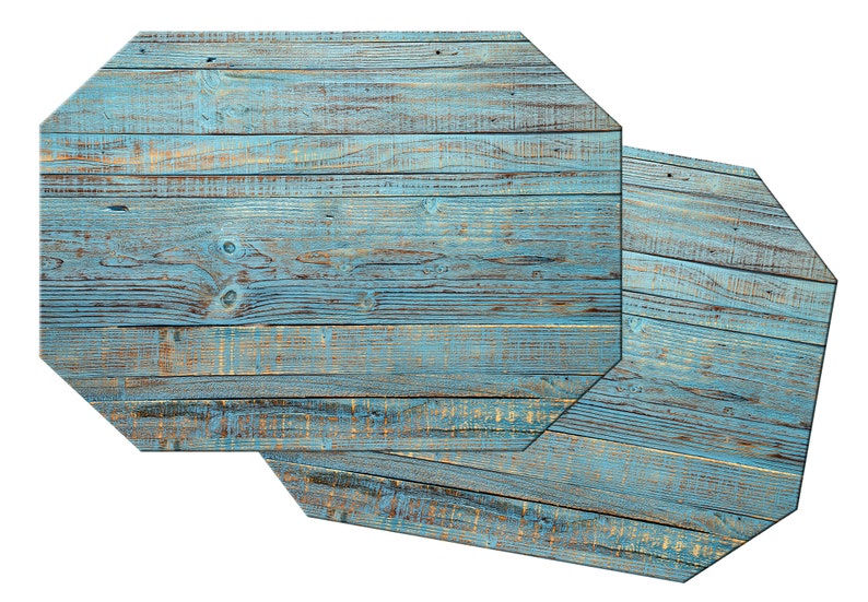 Distressed Teal Wood Wedge Placemats for Round Table Tactile Etsy