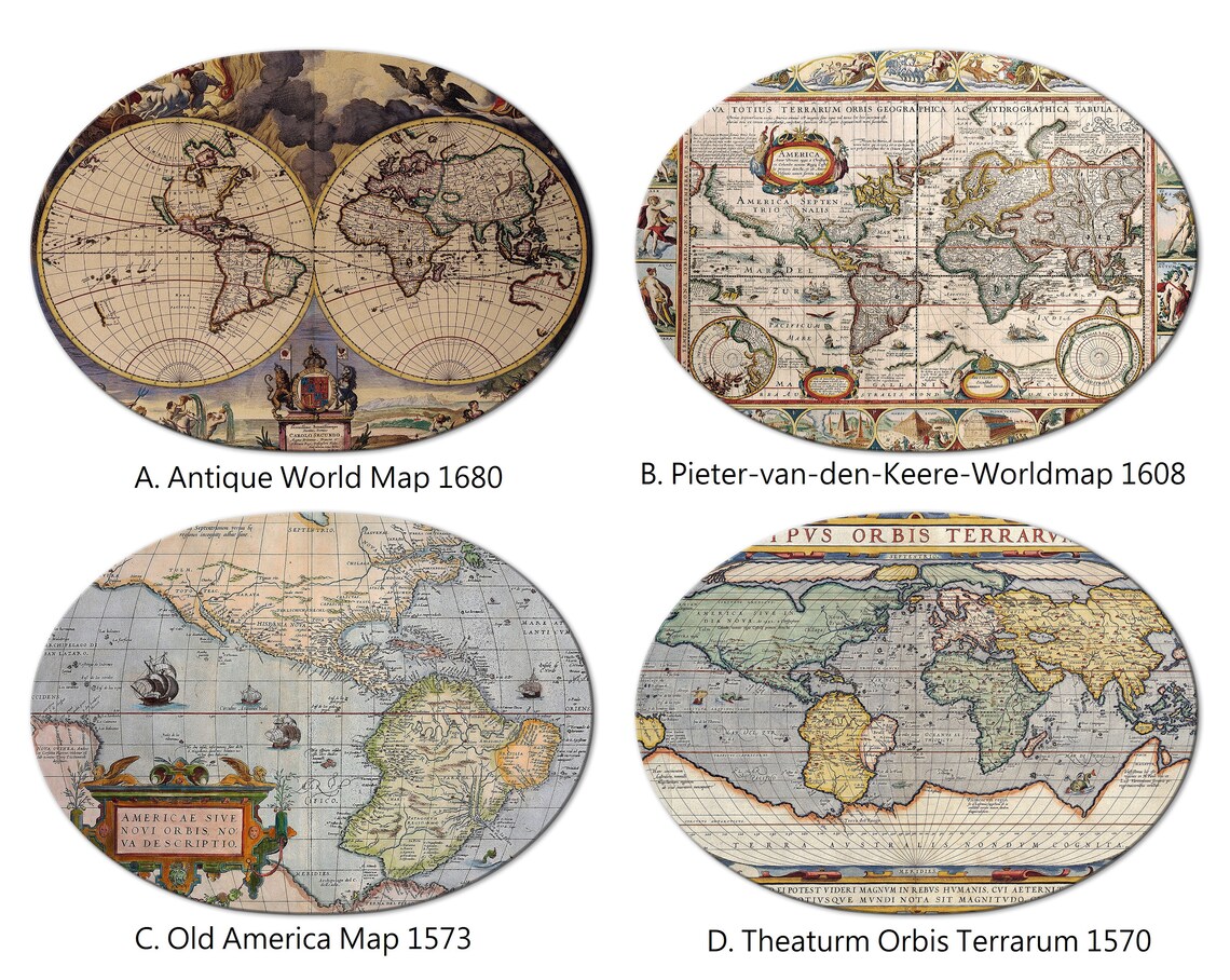 Vintage World Map Placemats for Round Tables Tactile Basket Etsy
