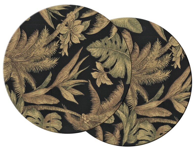 Custom Tropical Leaf Round Oval Wedge Placemats for Round Etsy