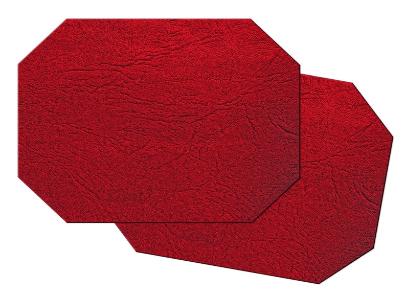 Faux Red Leather print Wedge Placemat For Round Tables Tactile Etsy