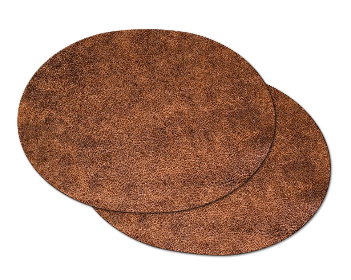 Faux Brown Leather Round Oval Placemats for Round Tables Etsy