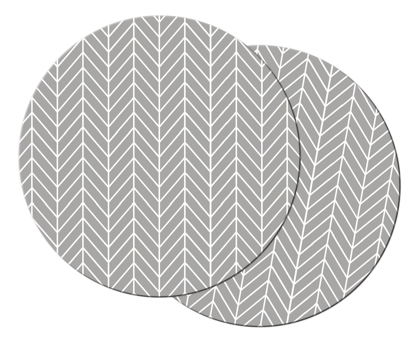 Grey Herringbone round oval Placemats For Round Table Tactile Etsy