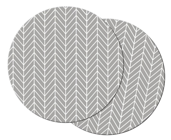 Grey Herringbone Round Oval Placemats For Table Tactile Grey Herringbone Round Oval Placemats, Oval Placemats Round Tables