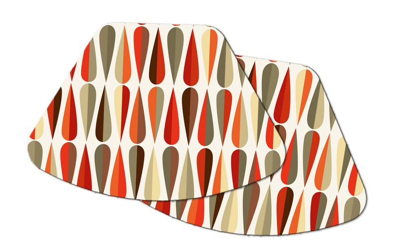 Mid Century Drops Motif Oval Round Placemats for Round Table Etsy