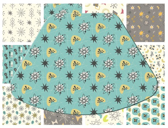 Mid Century Modern Atomic Wedge Placemat For Round Tables Mid Century Modern Atomic Wedge, Wedge Placemats For 60 Round Table