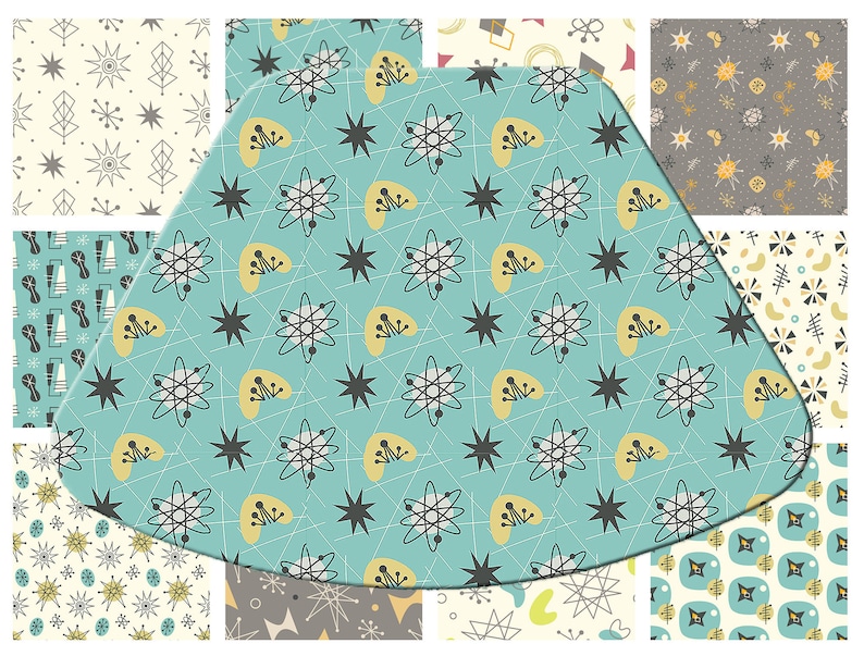 Midcentury Modern Atomic Wedge Placemat for Round Tables Etsy