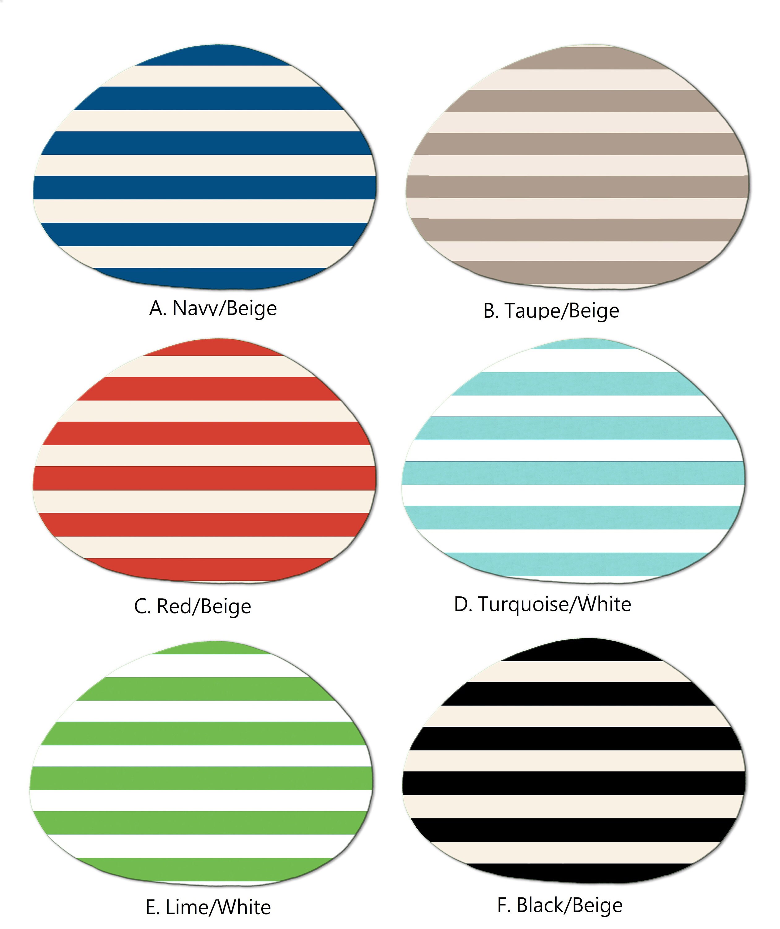 Blue Cabana Stripes Oval Round Placemats for Round Tables Etsy