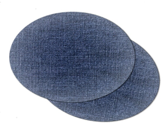 Faux Washed Denim Oval Placemats for Round Table Tactile - Etsy