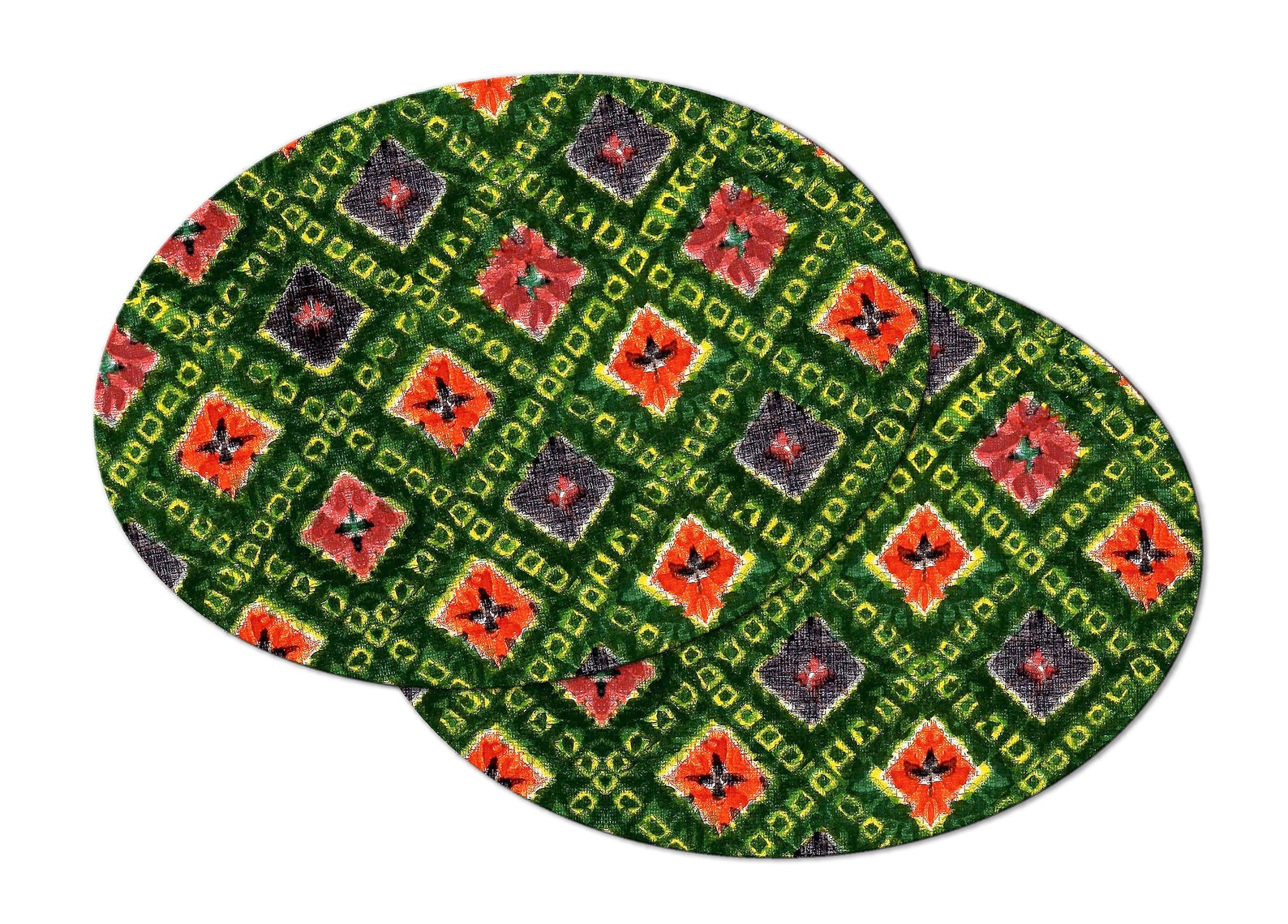 Green Batik Round Oval Placemats for Round Tables Tactile Etsy