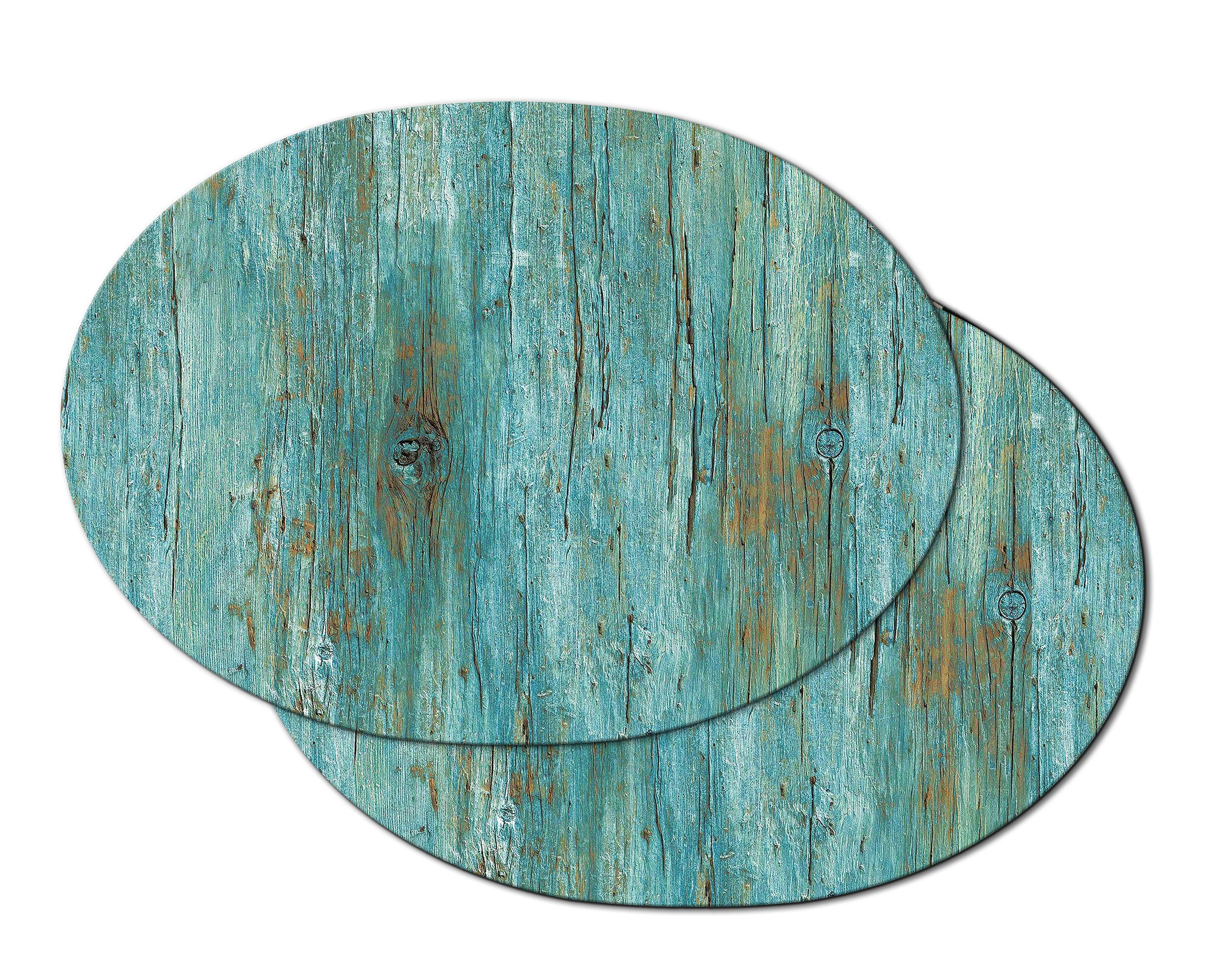 Antique Teal Wood Oval Round Placemats for Round Table Tactile Etsy UK