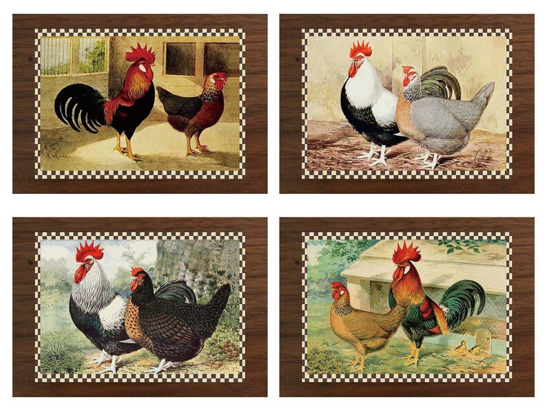 Rooster and Hen Placemats Tactile Basket Texture Hemmed Edges Etsy