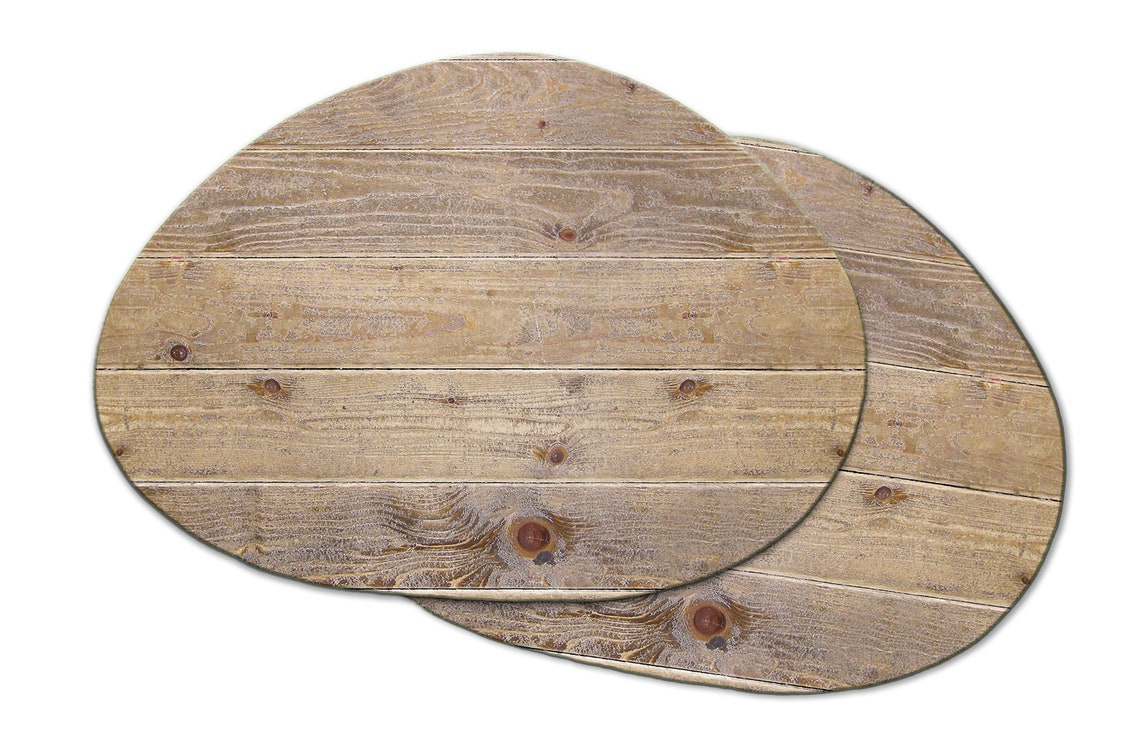 Faux Beige Wood Oval Round Placemats For Round Table Tactile | Etsy