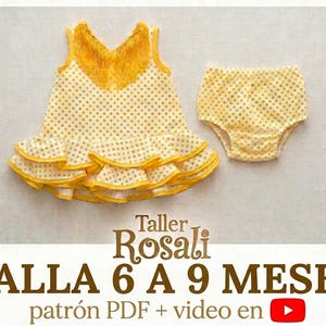 Patrón Vestido Flamenca Bebé PDF talla 6 a 9 meses | Baby Flamenco Dress Pattern | Traje Flamenca Bebé