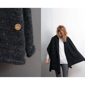 Oversized Blanket Scarf | Wool & Mohair | Knitted for Men and Woman | Black Melange | Thick and Warm | Made in Latvia by Agnese Kirmuza!