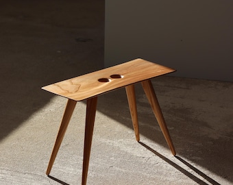Small Elm Wood Stool - Modern Artisan Furniture - Handmade in Latvia by Didzis Jurkovskis.