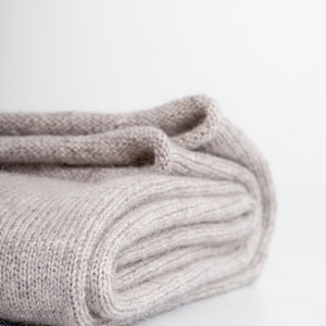 Handmade Wool Mohair Silk Blanket Scarf: Oversized Warm Wrap in Light Beige. image 6