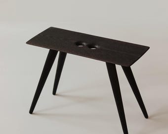 Small Ash Wood Stool - Burnt Side Table - Modern Artisan Furniture.