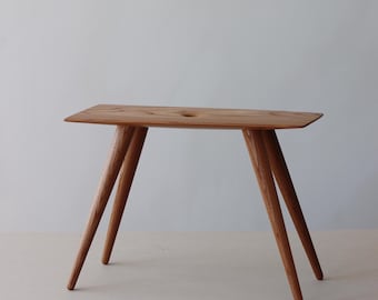Handmade Elm Wood Stool: Modern Artisan Bench, from Latvia.